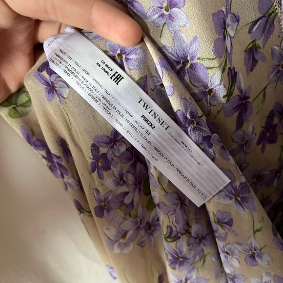 TWINSET Purple Floral and Lace Long Dress M Italian 44 - Picture 6 of 9
